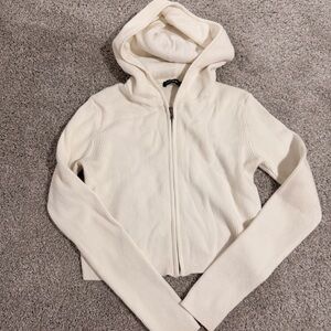 Brandy Melville Off-White Zip-Up Hoodie